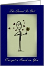 Secret Admirer Crush, Love, Hearts and Flower card