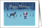 Santa and Reindeer Happy Holidays card