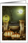 Pumpkins, Lantern, Fence Halloween Card