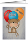 Happy 2nd Birthday Monkey and Balloons Card