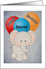 Happy Birthday (Customize Name) Elephant and Balloons Card