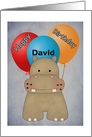 Happy Birthday (Customize Name) Hippo and Balloons Card