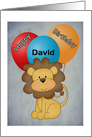 Happy Birthday (Customize Name) Lion and Balloons Card