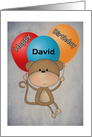 Happy Birthday (Customize Name) Monkey and Balloons Card