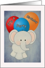 Birthday Party Invitation Elephant and Balloons Card