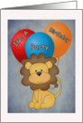 Birthday Party Invitation Lion and Balloons Card