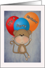 Birthday Party Invitation Monkey and Balloons Card