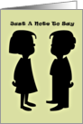 Just A Note Silhouette Boy and Girl Blank card