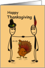 Happy Thanksgiving Pilgrim, Native American, Turkey Blank Inside card