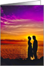Loving Couple Sunset Silhouette Blank card