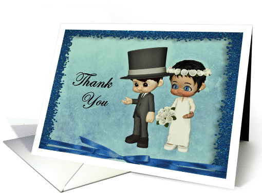 Wedding Attendance Thank You Cute Bride and Groom card (1057307)
