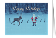 Santa and Reindeer Happy Holidays card