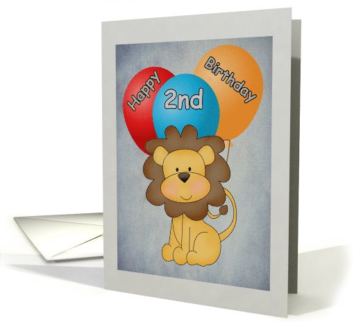 Happy 2nd Birthday Lion and Balloons card (1069685)