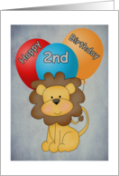 Happy 2nd Birthday Lion and Balloons Card