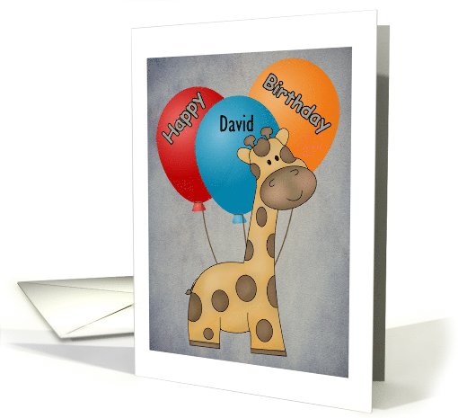 Happy Birthday (Customize Name) Giraffe and Balloons card (1069721)