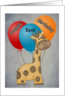 Happy Birthday (Customize Name) Giraffe and Balloons Card