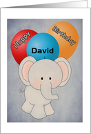 Happy Birthday (Customize Name) Elephant and Balloons Card