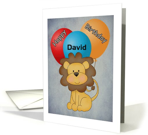 Happy Birthday (Customize Name) Lion and Balloons card (1069739)