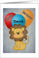 Happy Birthday (Customize Name) Lion and Balloons Card