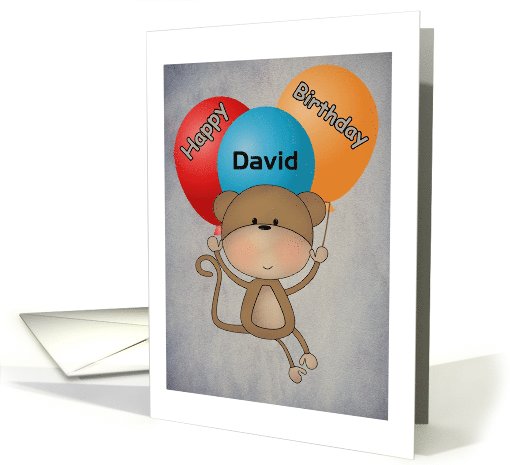 Happy Birthday (Customize Name) Monkey and Balloons card (1069745)