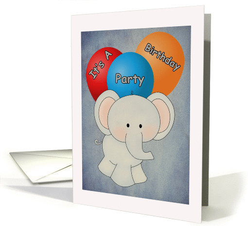 Birthday Party Invitation Elephant and Balloons card (1069761)