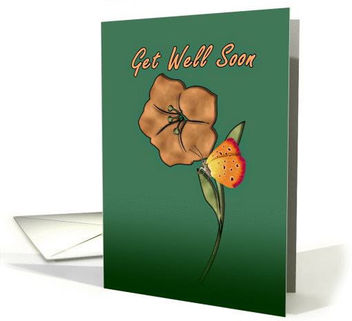Get Well Soon card with Flower and Butterfly card (1079606)