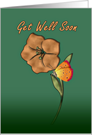 Get Well Soon card with Flower and Butterfly card