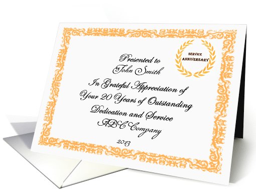 Employee Service 20 Year Anniversary Cover and Inside... (1080424)