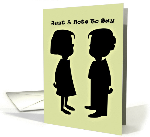 Just A Note Silhouette Boy and Girl Blank card (1083556)