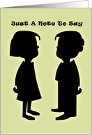 Just A Note Silhouette Boy and Girl Blank card