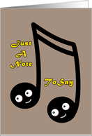 Just A Note Silhouette Music Note with Faces Blank card