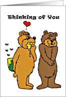 Thinking of You with bears Blank Note card