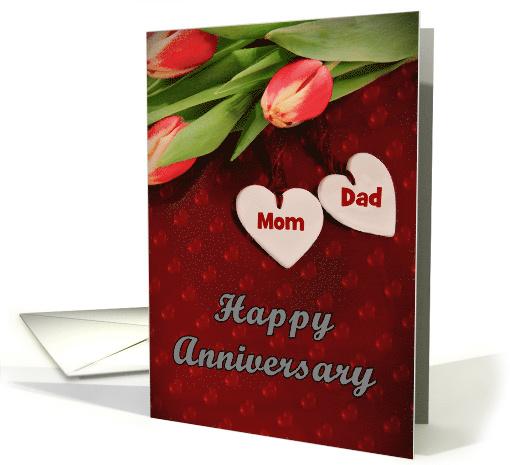 Happy Anniversary Mom and Dad, hearts and flowers card (1146218)