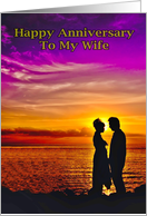 Happy Anniversary To My Wife Sunset Silhouette card