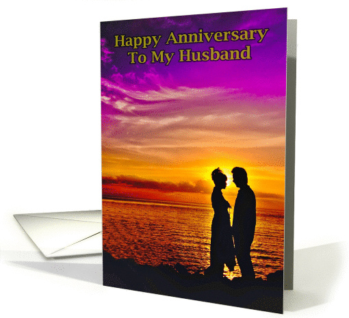 Happy Anniversary To My Husband Sunset Silhouette card (1153938)