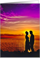 Loving Couple Sunset Silhouette Blank card