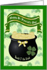 St Patrick’s Day - Pot of Gold, Shamrocks card