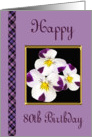 Happy 80th Birthday - Johnny Jump-Up Flowers card