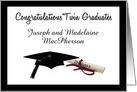 Black and White Congratulations Twin Graduates - Personalize Names card