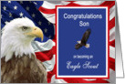 Congratulations Eagle Scout Son - American Flag & Eagle card