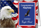 Congratulations Eagle Scout Nephew - American Flag & Eagle card