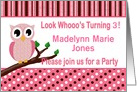 Custom Child’s Birthday Party Invitation - Pink Owl card