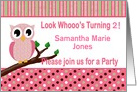 Custom Child’s Birthday Party Invitation - Pink Owl card