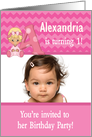 Baby Girl’s Photo Card Age Specific Monogram A Birthday Party Invitation card