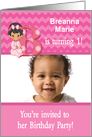 Baby Girl Age Specific Photo Card Birthday Party Invitation -Monogram B card