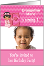 Baby Girl Age Specific Photo Card Birthday Party Invitation -Monogram card