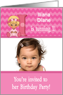 Baby Girl Age Specific Photo Card Birthday Party Invitation -Monogram card