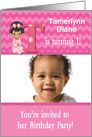 Baby Girl Age Specific Photo Card Birthday Party Invitation -Monogram card