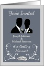 Custom Gay Wedding Invitation - Wedding Rings & Silhouettes card