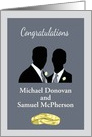 Custom Gay Wedding Congratulations - Wedding Rings & Silhouettes card